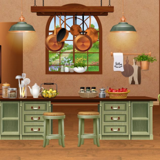 Kitchen in Olive and Brown